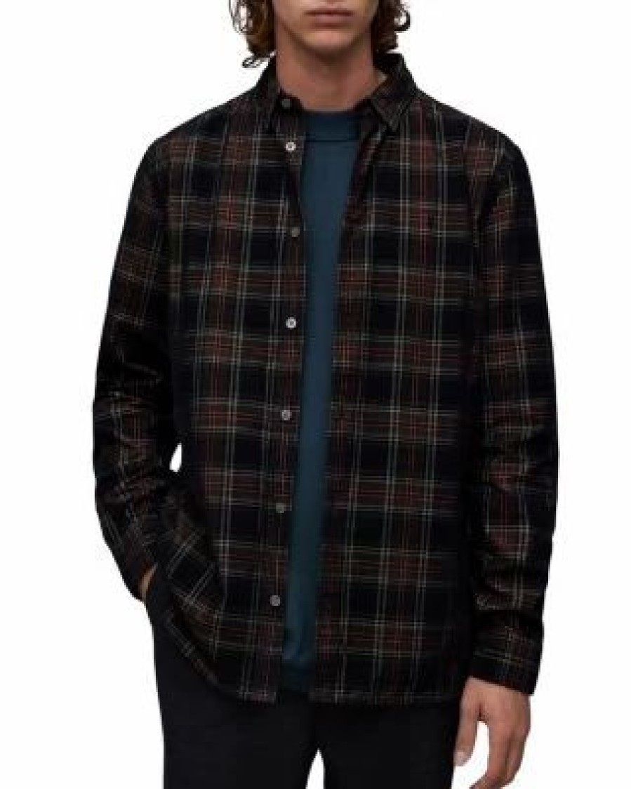 Men * | Herculis Relaxed Fit Printed Long Sleeve Shirt Allsaints Multi