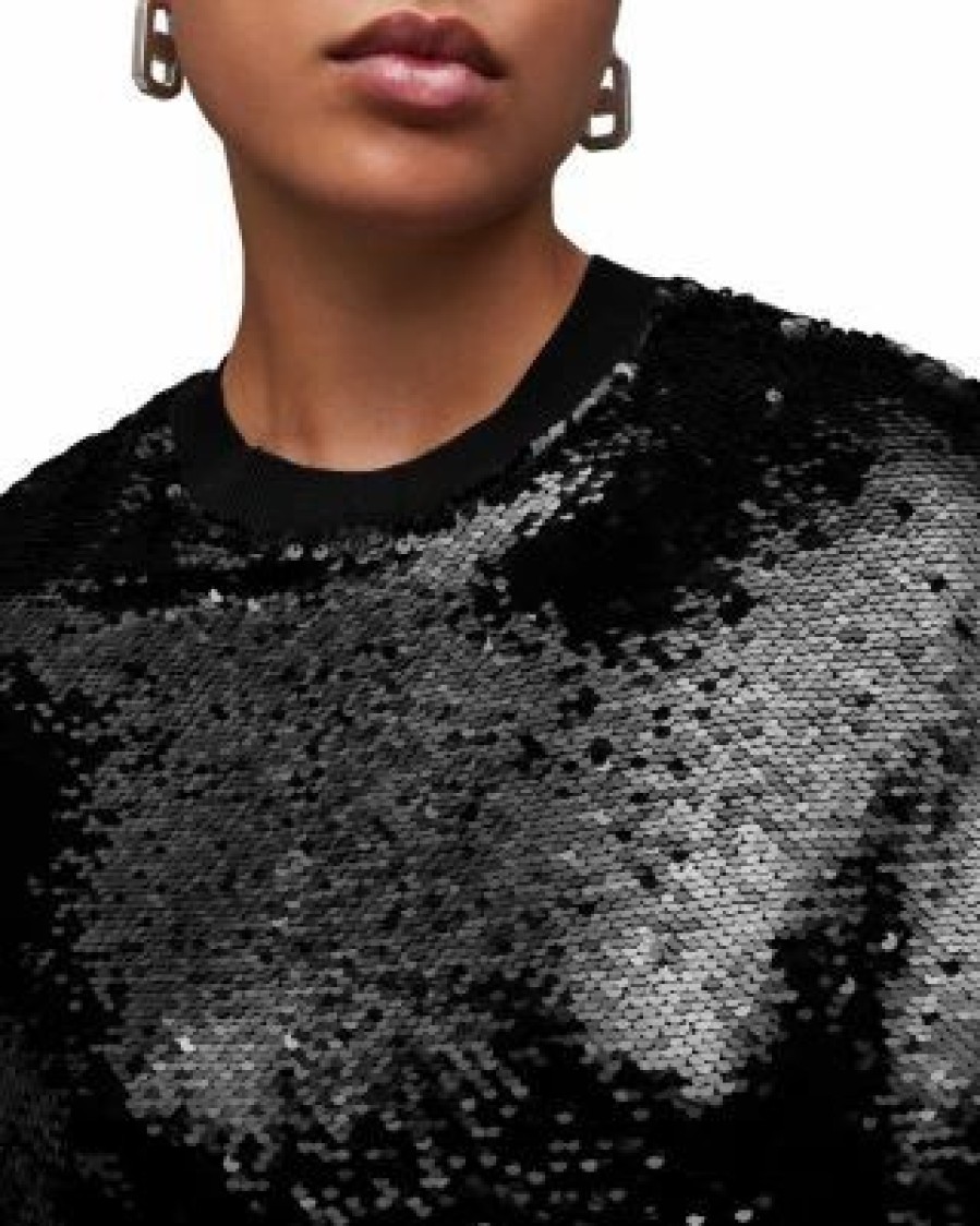 Women * | Opal Sparkle Sequin Dress Allsaints Black