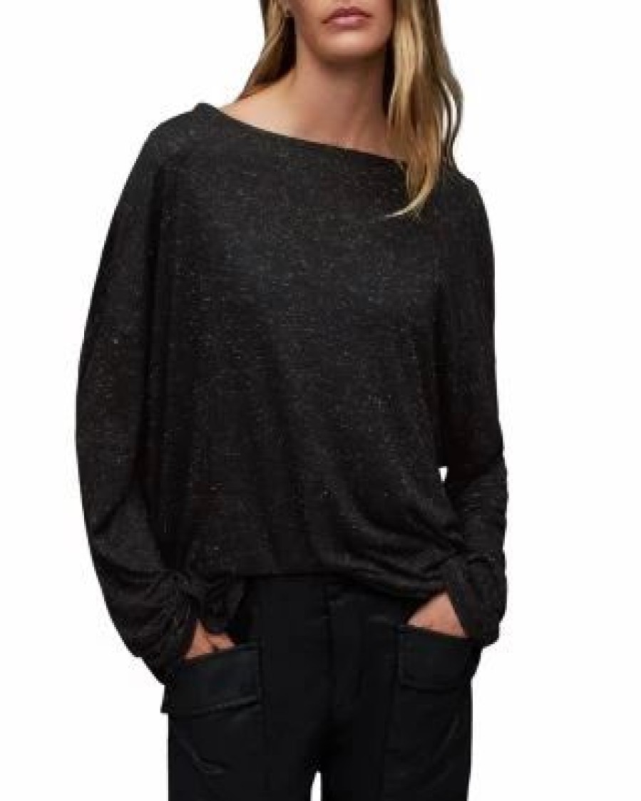 Women * | Rita Shimmer Tee Allsaints Black