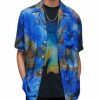 Men * | Borealis Relaxed Fit Printed Short Sleeve Camp Shirt Allsaints Blue