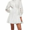 Women * | Keeley Broderie Cotton Eyelet Puff Sleeve Dress Allsaints White