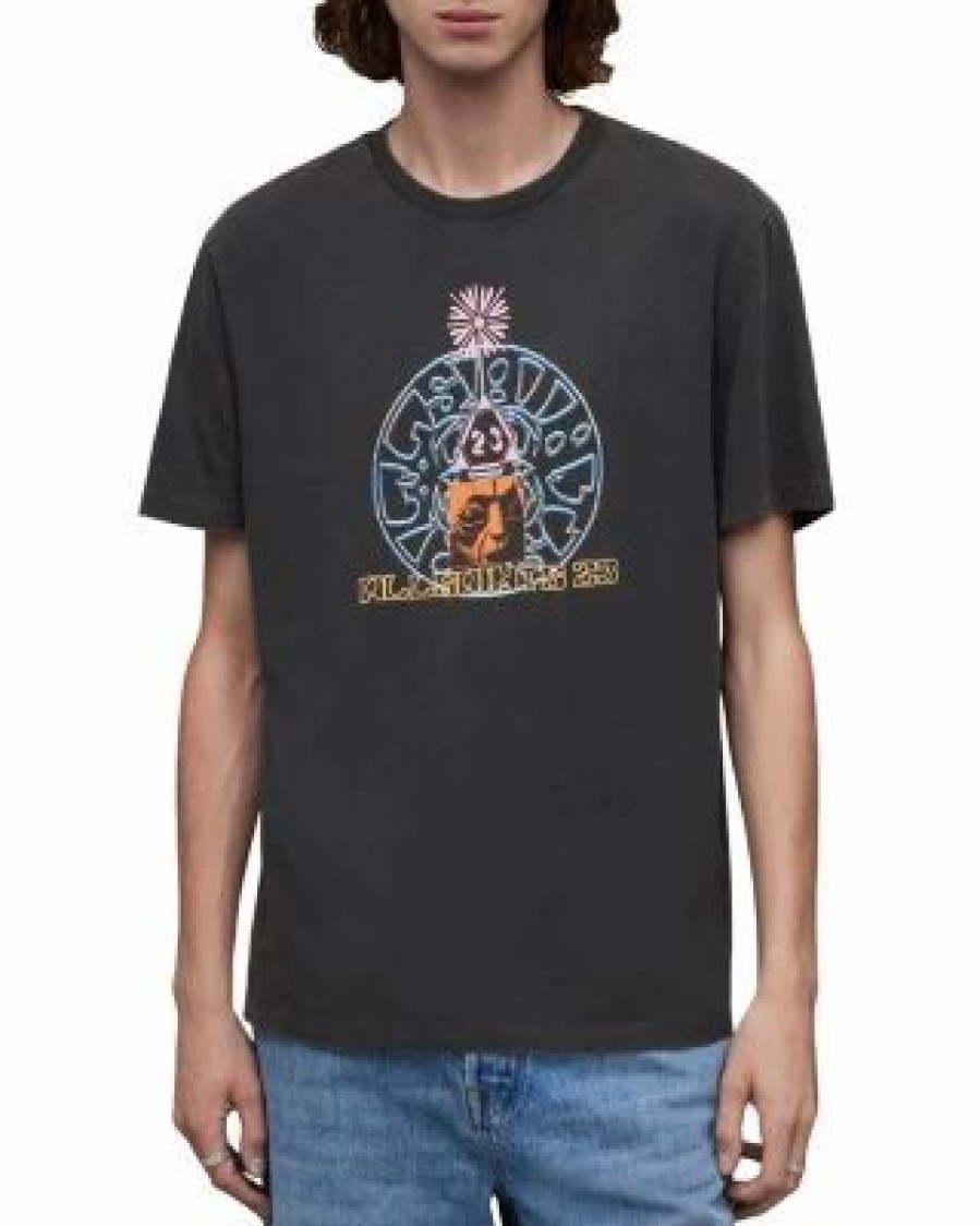 Men * | Dimension Cotton Graphic Tee Allsaints Black