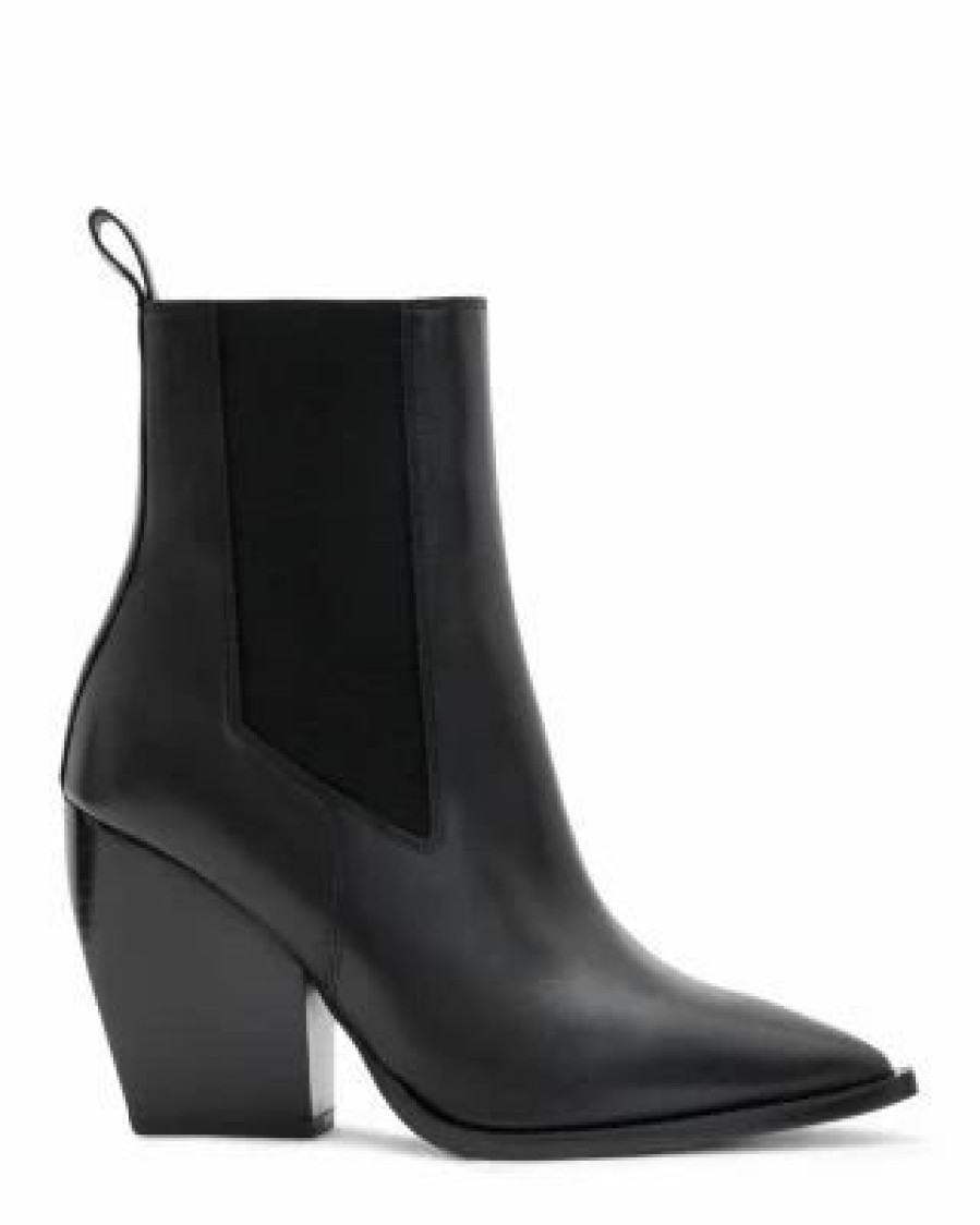 Shoes * | Women'S Ria Pointed Toe Stretch High Heel Booties Allsaints Black