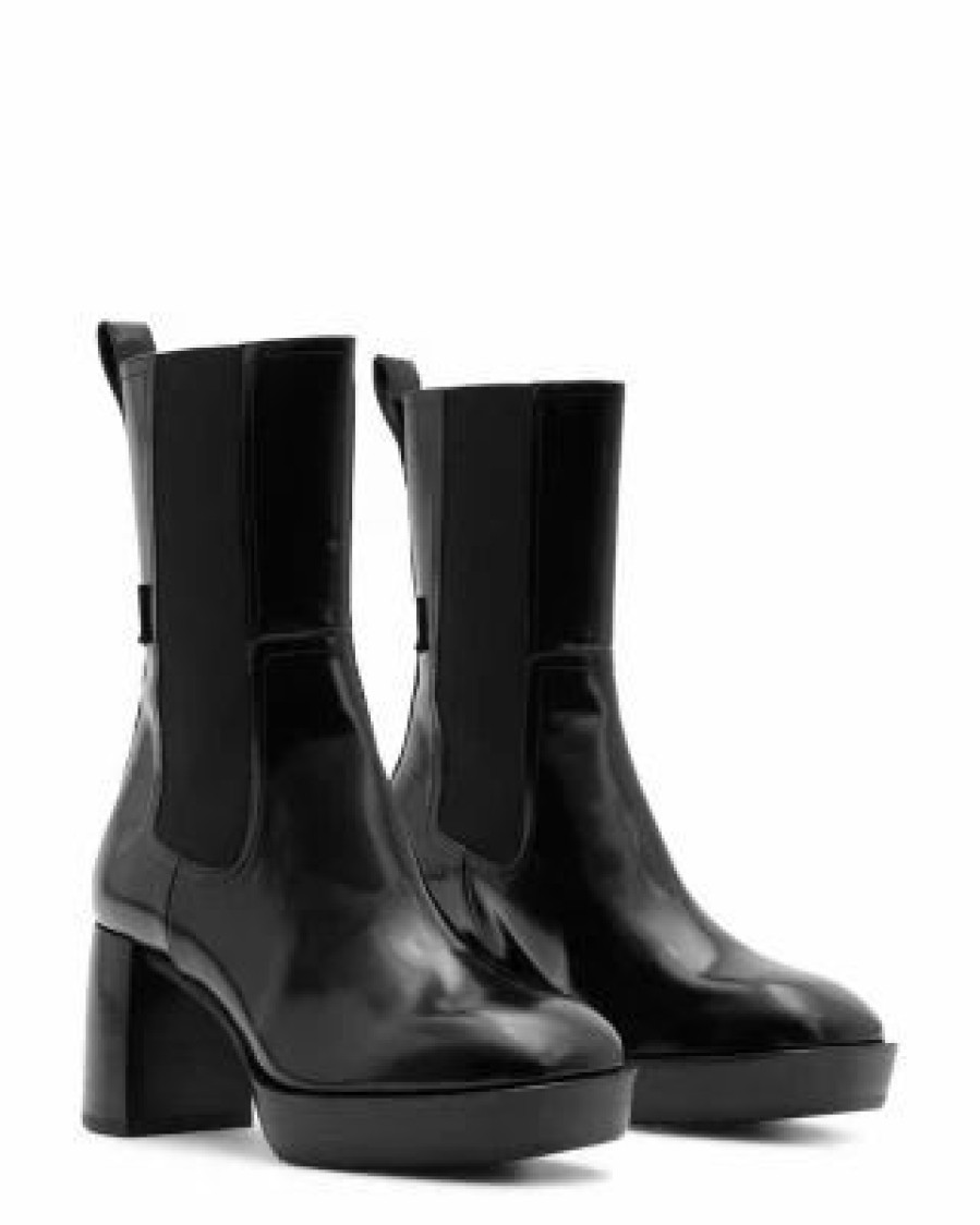 Shoes * | Women'S Lottie Pull On Platform High Heel Boots Allsaints Black