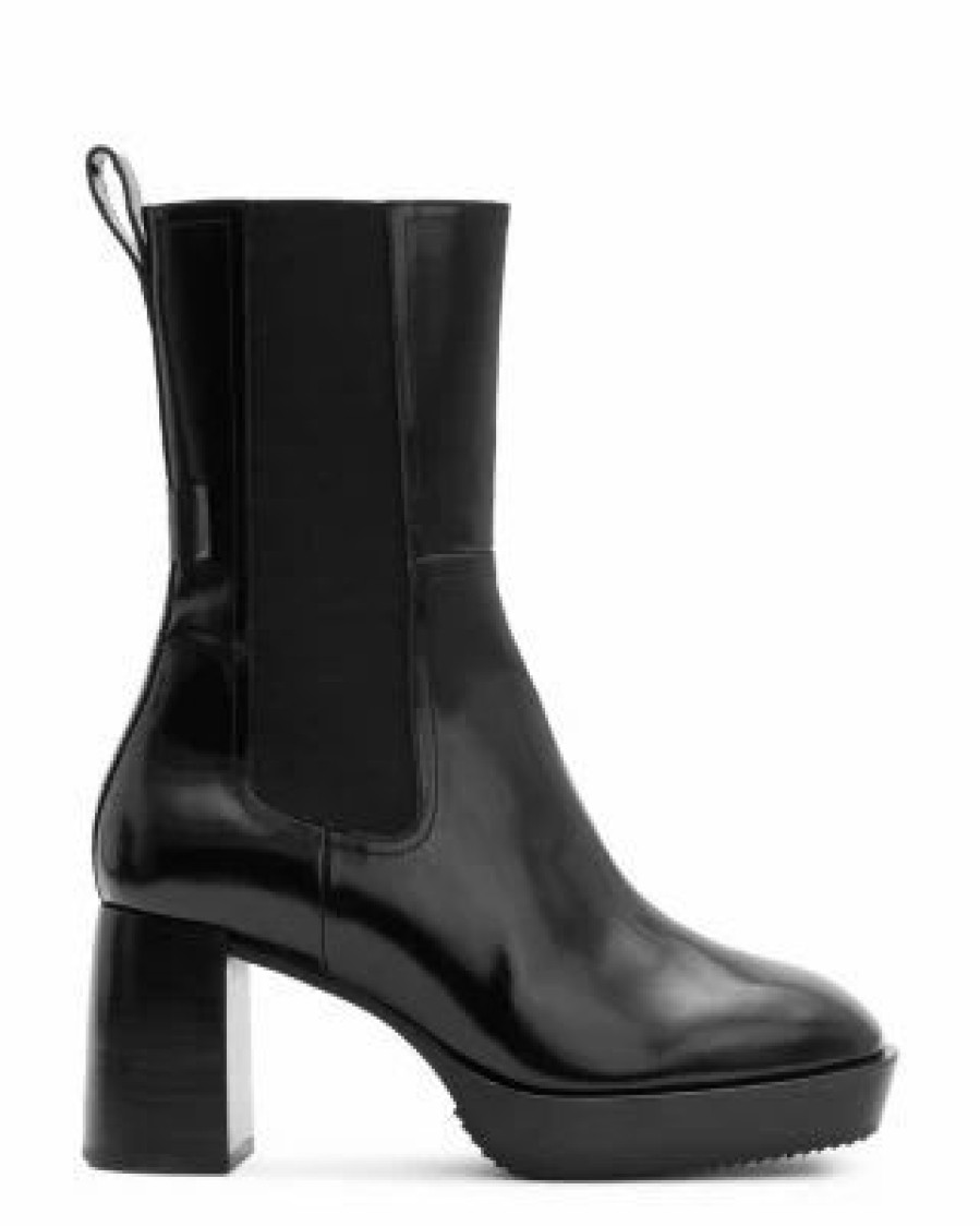 Shoes * | Women'S Lottie Pull On Platform High Heel Boots Allsaints Black