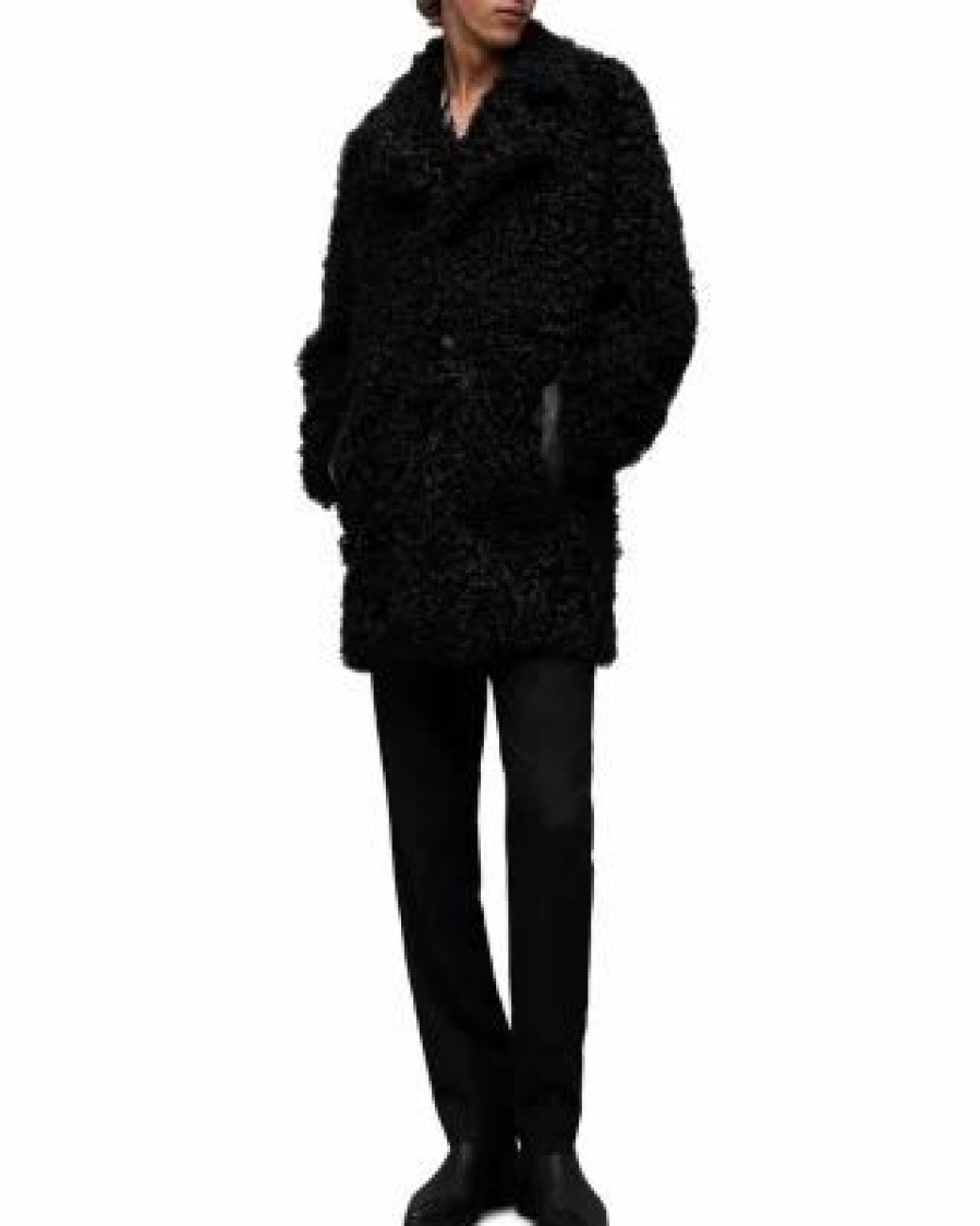 Men * | Stellar Shearling Coat Allsaints Black