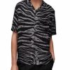 Men * | Cubs Relaxed Fit Printed Short Sleeve Camp Shirt Allsaints Black