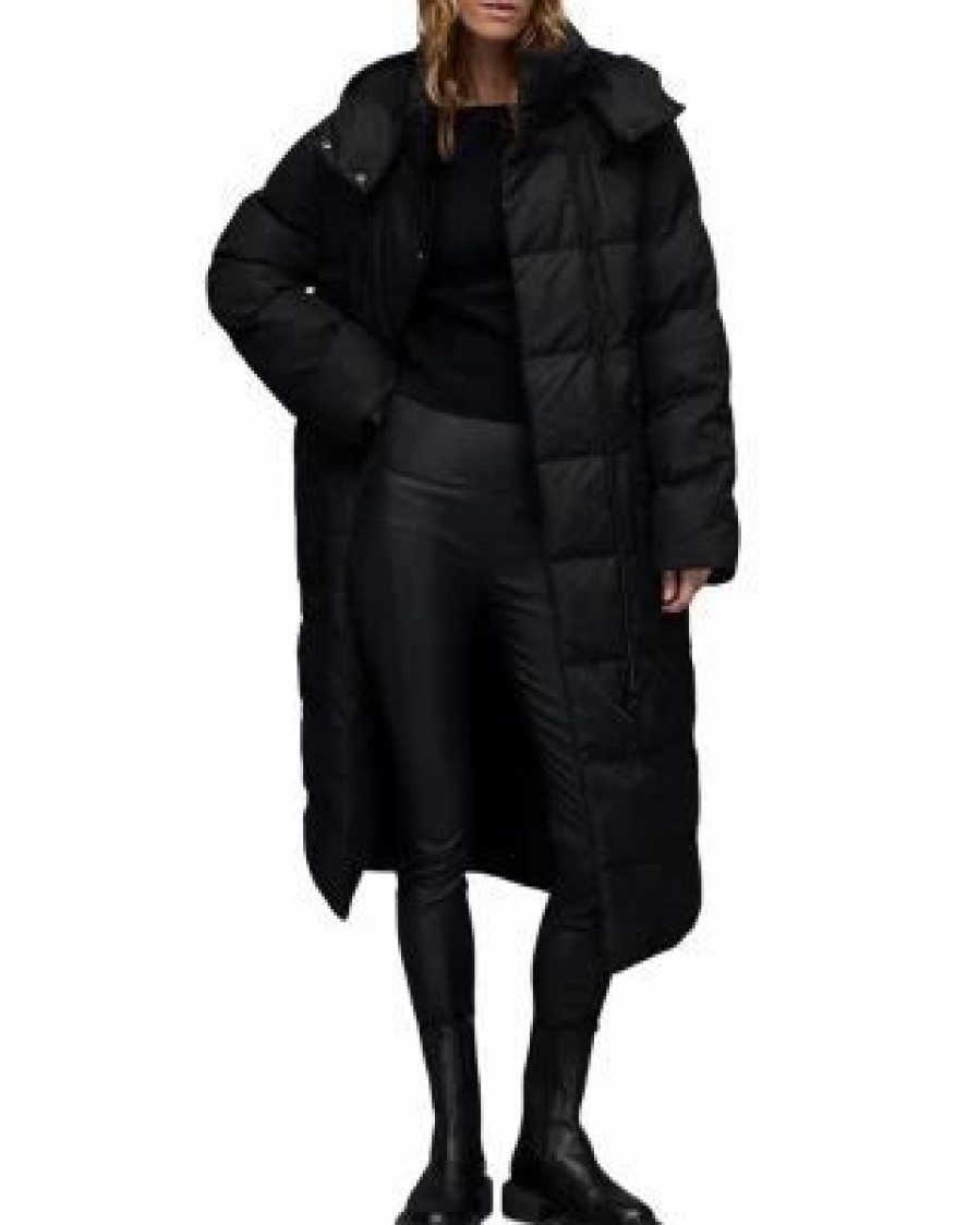 Women * | Allana Hooded Puffer Coat Allsaints Black