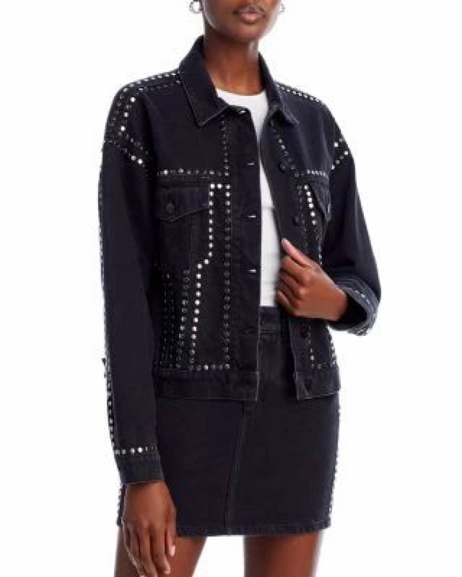 Women * | Bella Studded Denim Jacket Allsaints Black