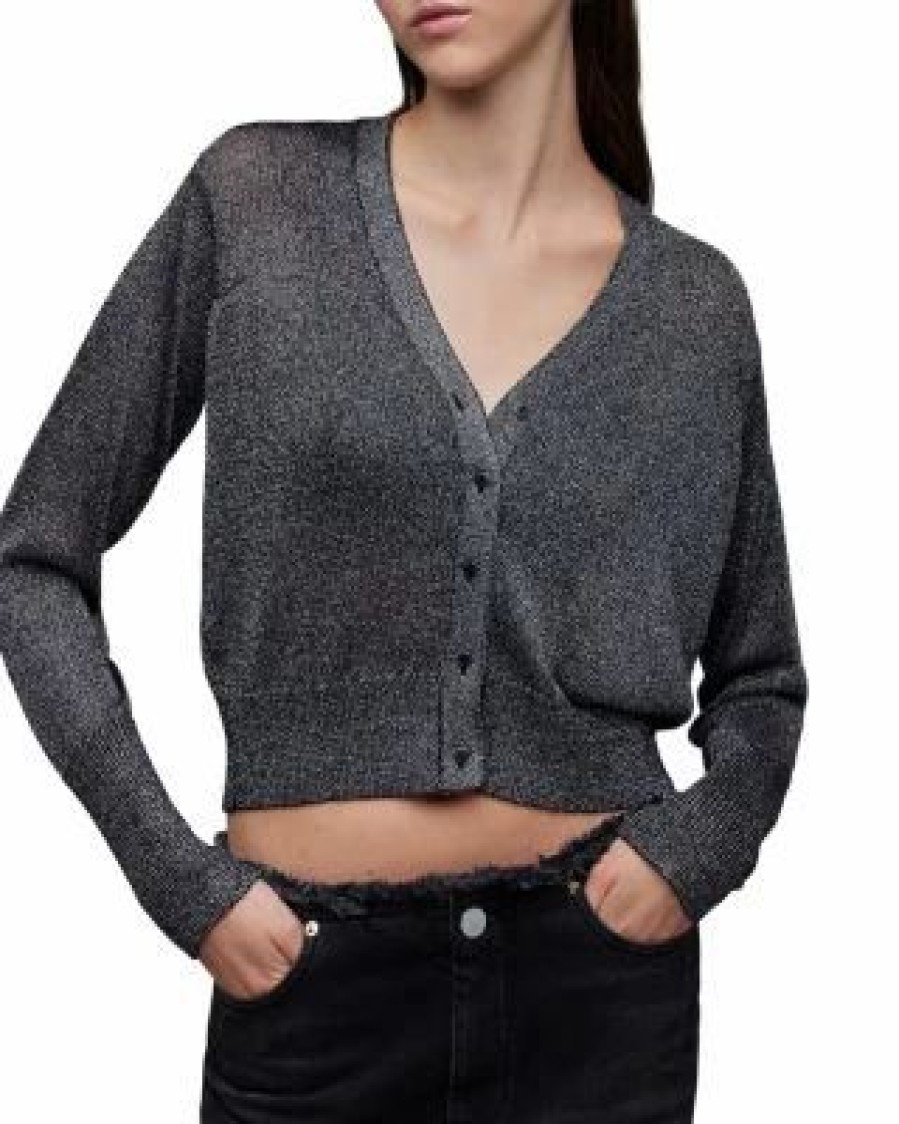 Women * | Lyra Glitter Cardigan Allsaints Silver