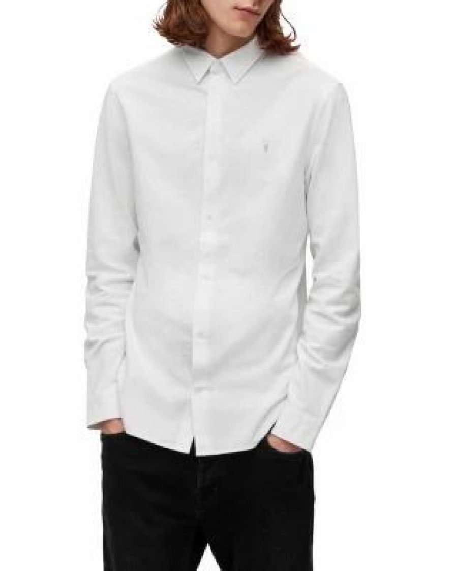 Men * | Lovell Ramskull Long Sleeve Slim Fit Shirt Allsaints White