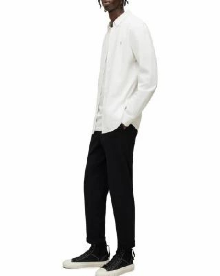 Men * | Lovell Ramskull Long Sleeve Slim Fit Shirt Allsaints White