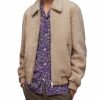 Men * | Charlie Shearling Bomber Jacket Allsaints Tan/Beige