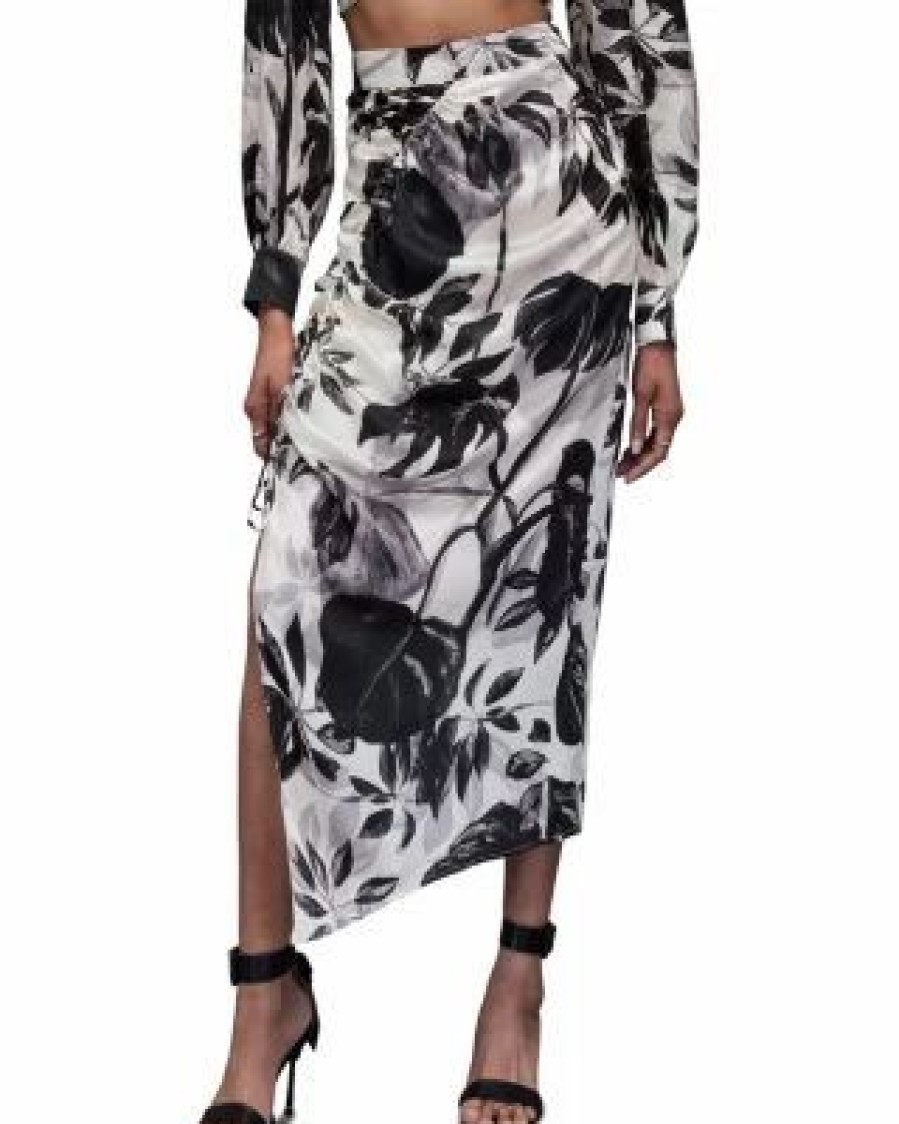 Women * | Carla Jackie Floral Ruched Skirt Allsaints White