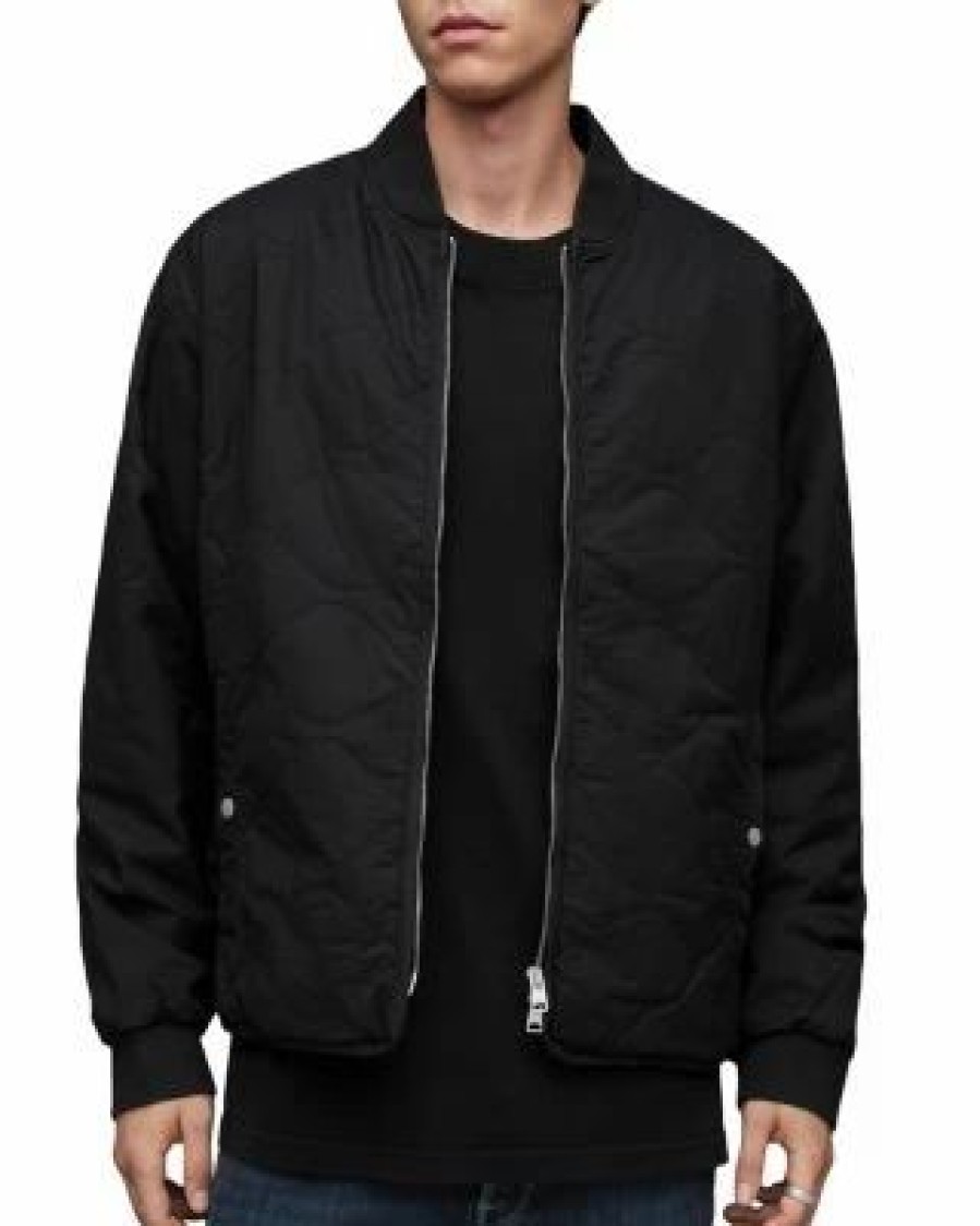 Men * | Vesco Relaxed Fit Quilted Zip Front Jacket Allsaints Black