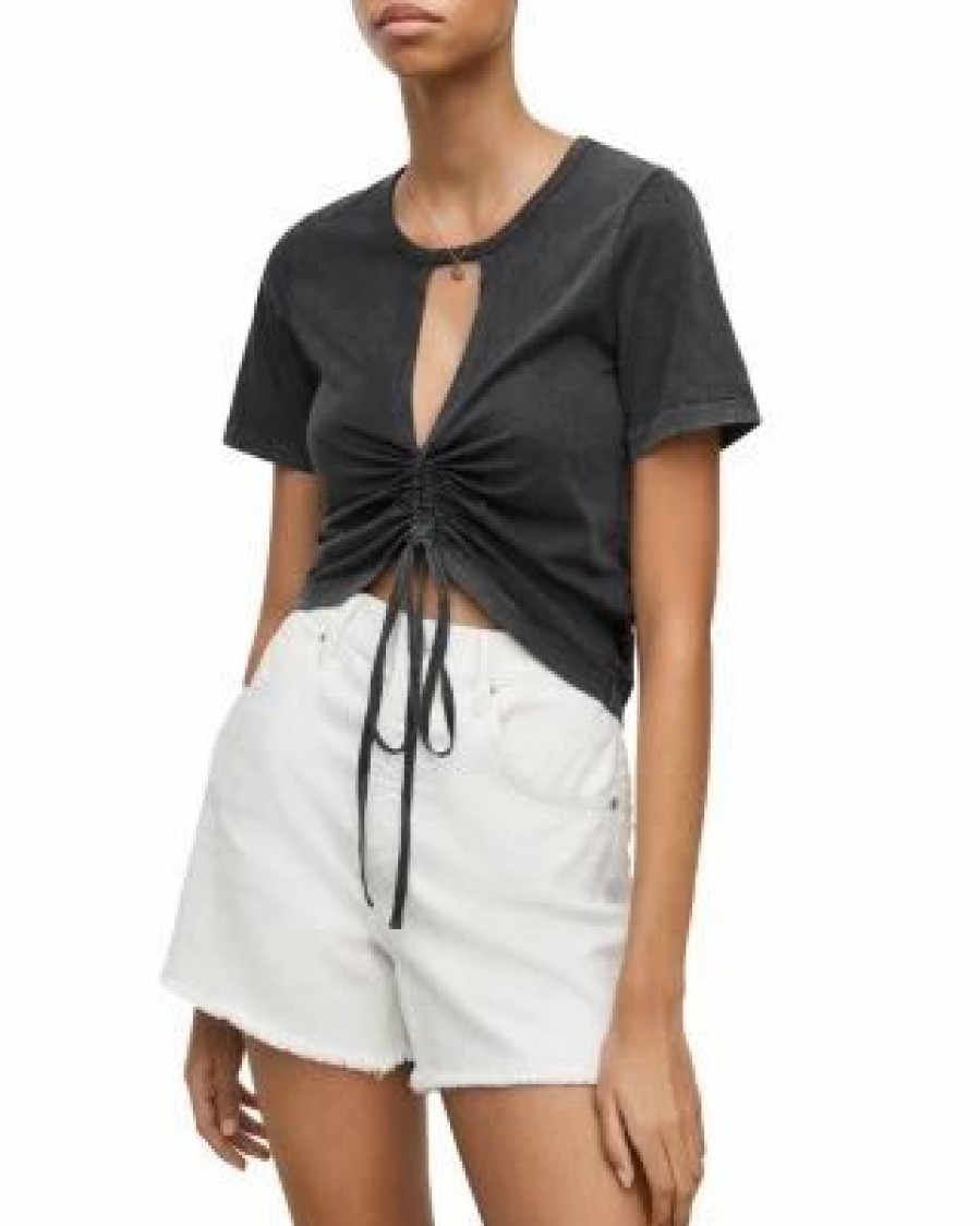 Women * | Gigi Cutout Drawstring Tee Allsaints