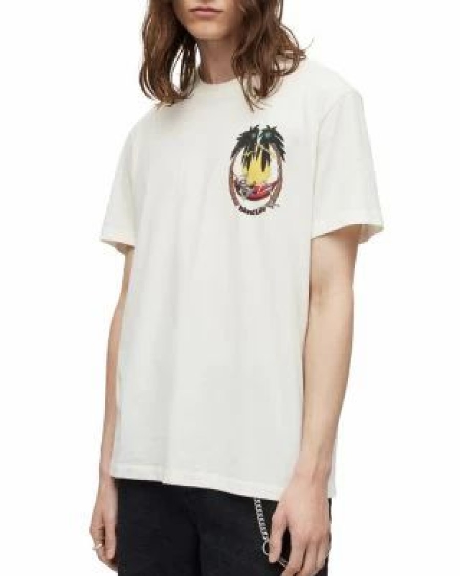 Men * | Recline Short Sleeve Organic Cotton Tee Allsaints White