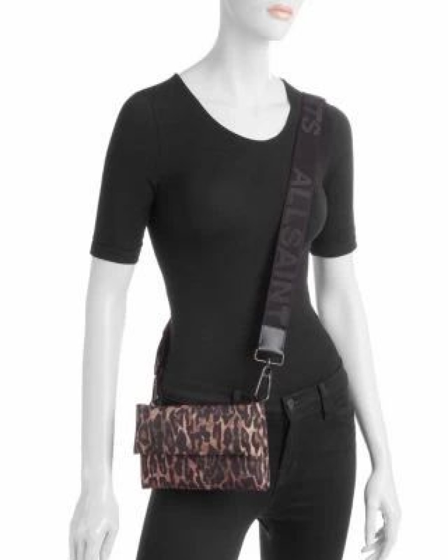 Accessory * | Ezra Anita Leopard Print Crossbody Allsaints Brown