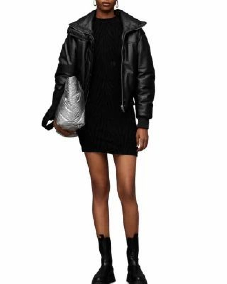 Women * | Sloane Padded Leather Jacket Allsaints Black