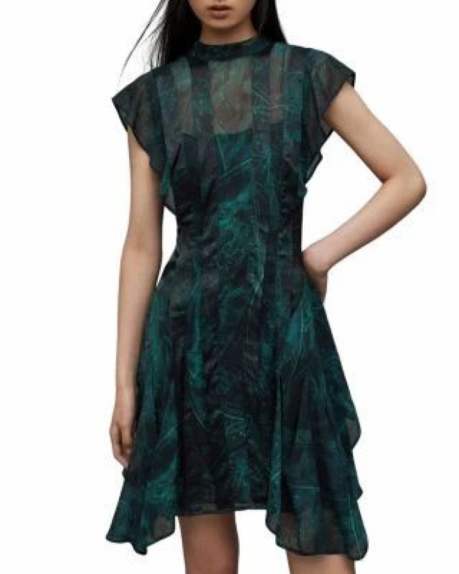 Women * | Fleur Zig Dress Allsaints Green