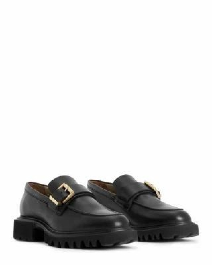 Shoes * | Women'S Emily Slip On Buckled Loafer Flats Allsaints