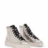 Shoes * | Women'S Tana Metallic Lace Up High Top Sneakers Allsaints Silver