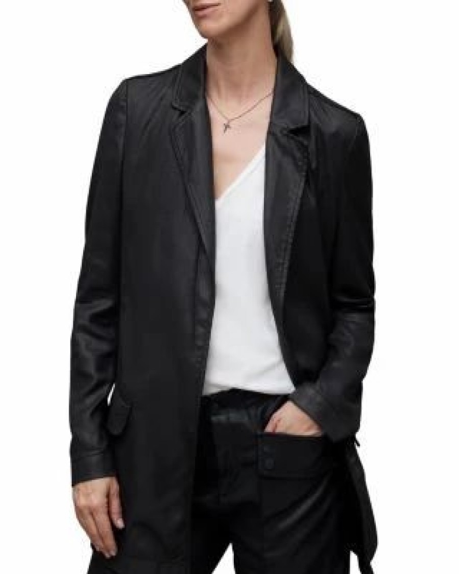 Women * | Aleida Coated Denim Jacket Allsaints Black