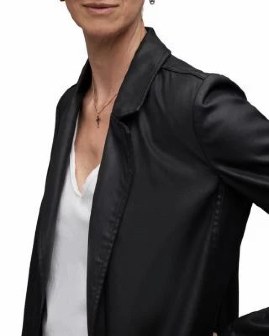 Women * | Aleida Coated Denim Jacket Allsaints Black