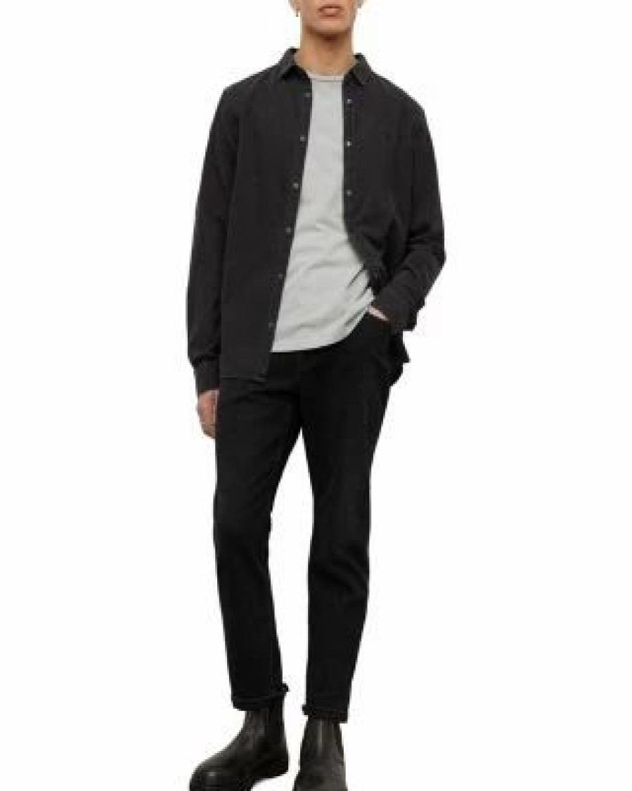 Men * | Gleason Long Sleeve Denim Shirt Allsaints Black