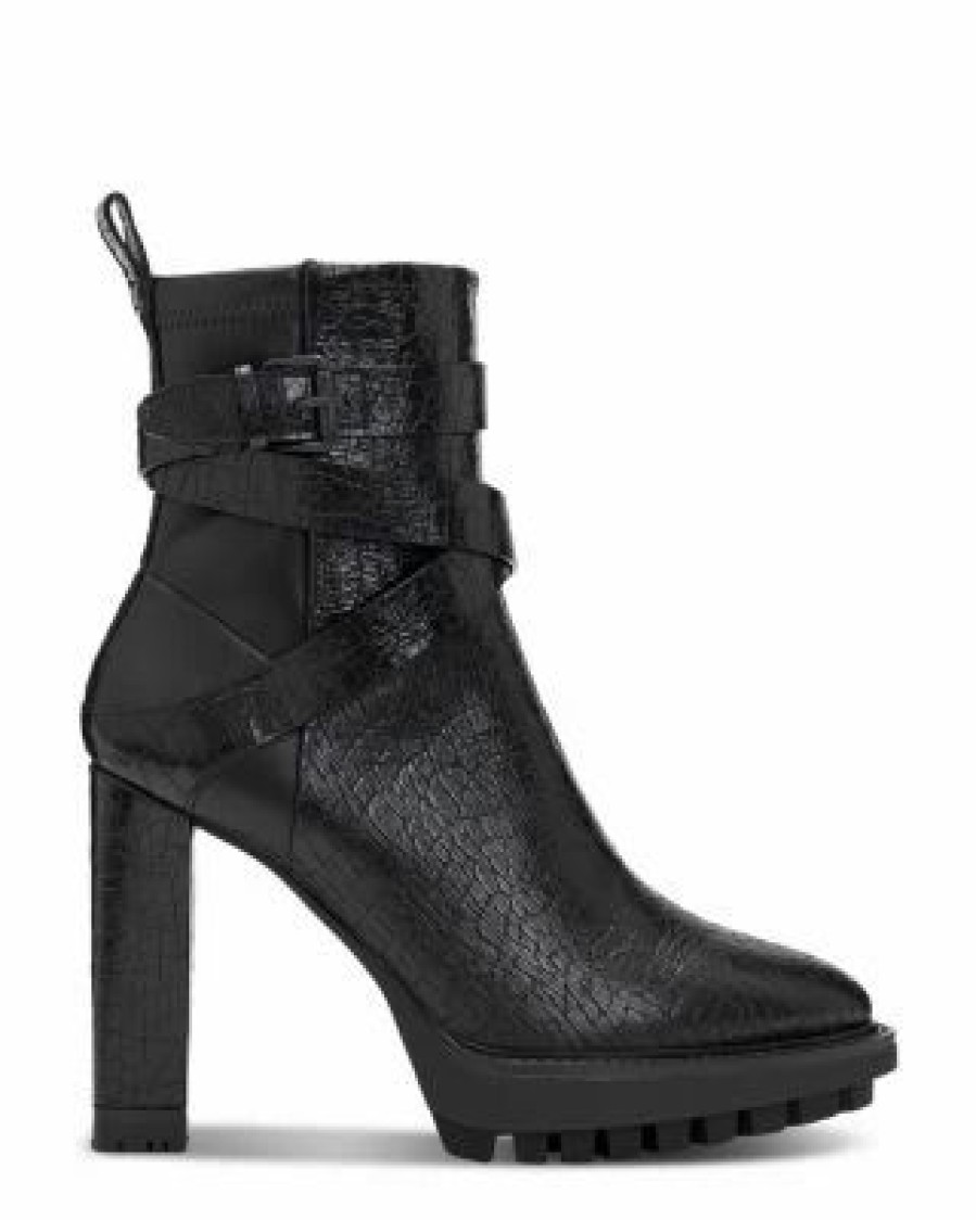 Shoes * | Women'S Havana Strap Platform High Heel Boots Allsaints Black