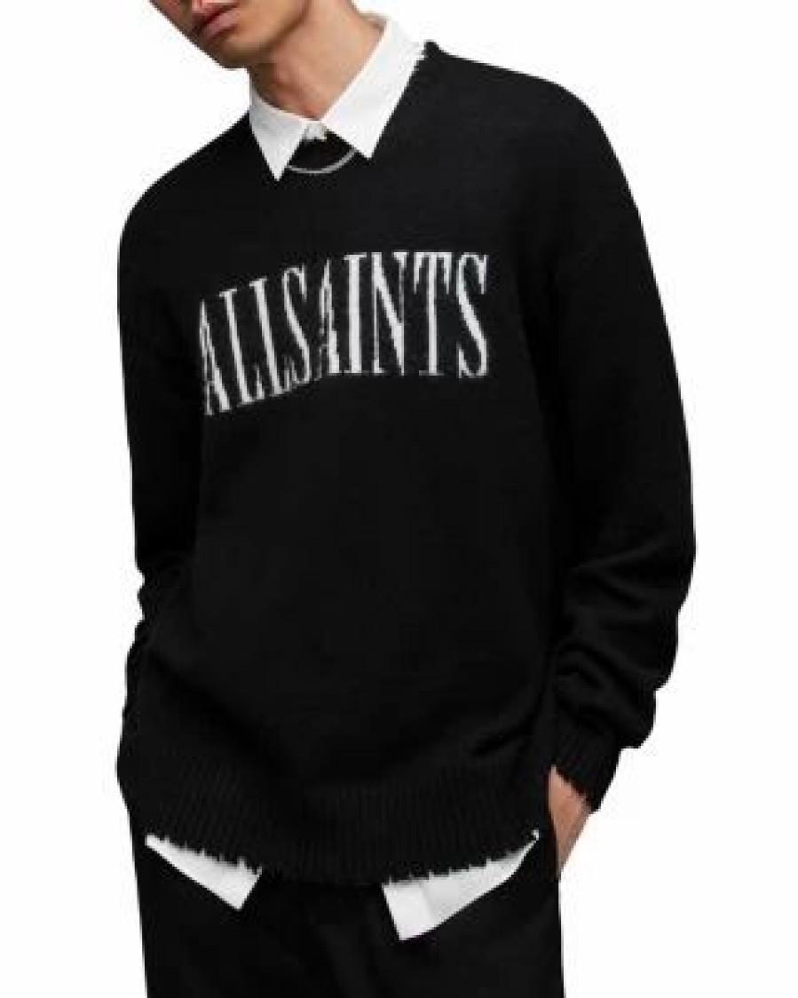 Men * | Luka Saints Relaxed Fit Crewneck Sweater Allsaints Black