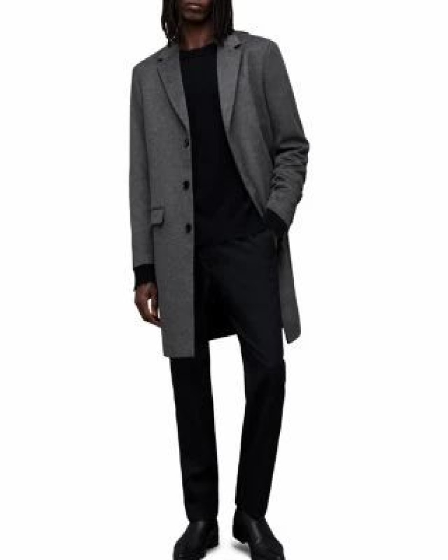 Men * | Hal Overcoat Allsaints Gray