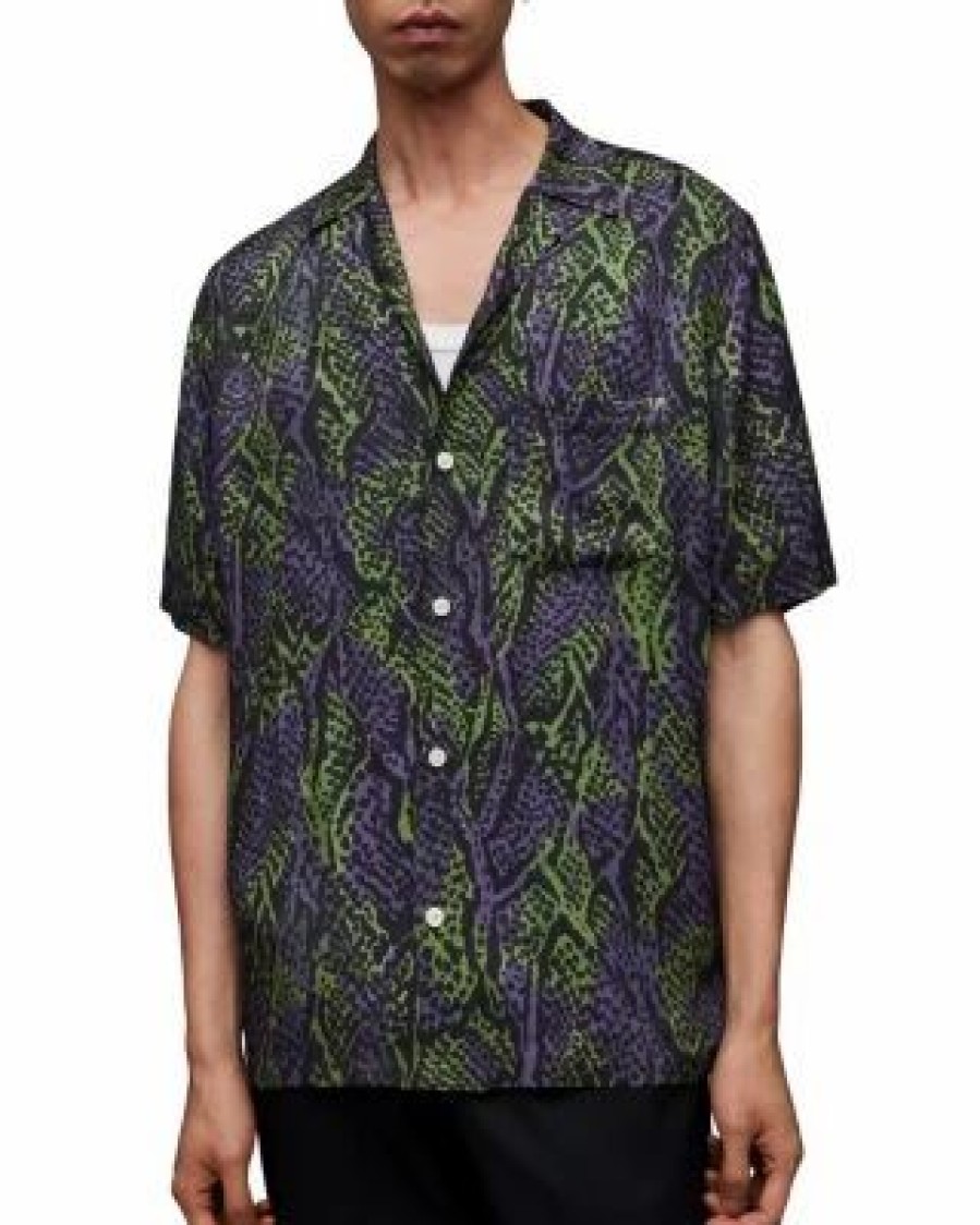 Men * | Relaxed Fit Short Sleeve Camp Shirt Allsaints Multi