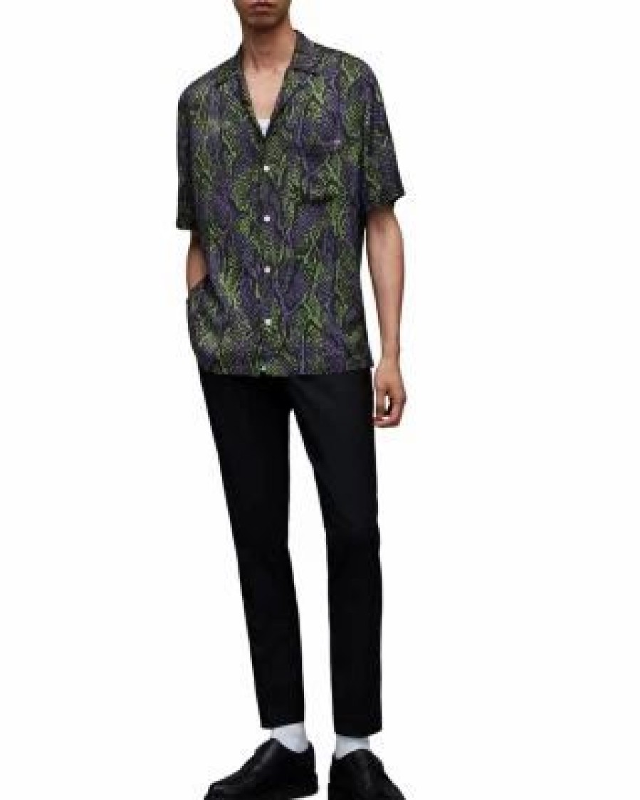 Men * | Relaxed Fit Short Sleeve Camp Shirt Allsaints Multi