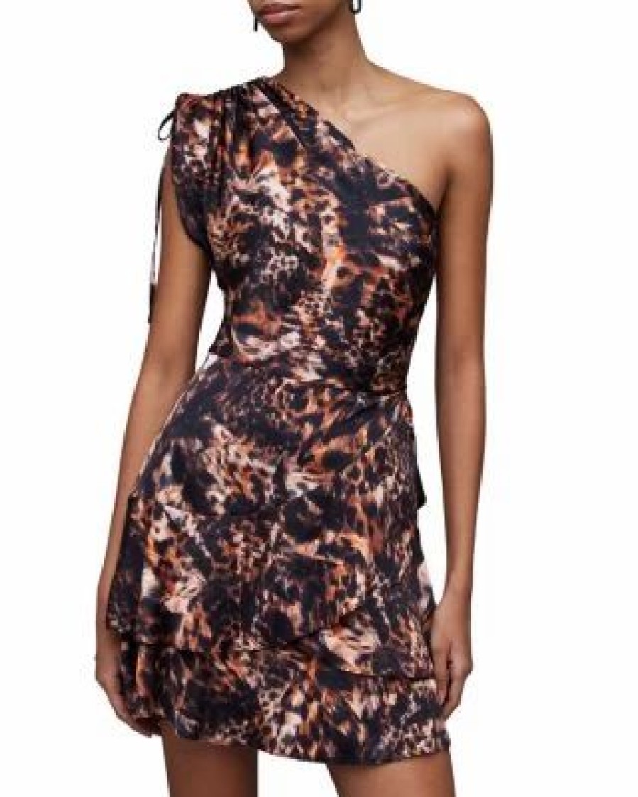 Women * | Cayla Spark Printed One Shoulder Mini Dress Allsaints Multi