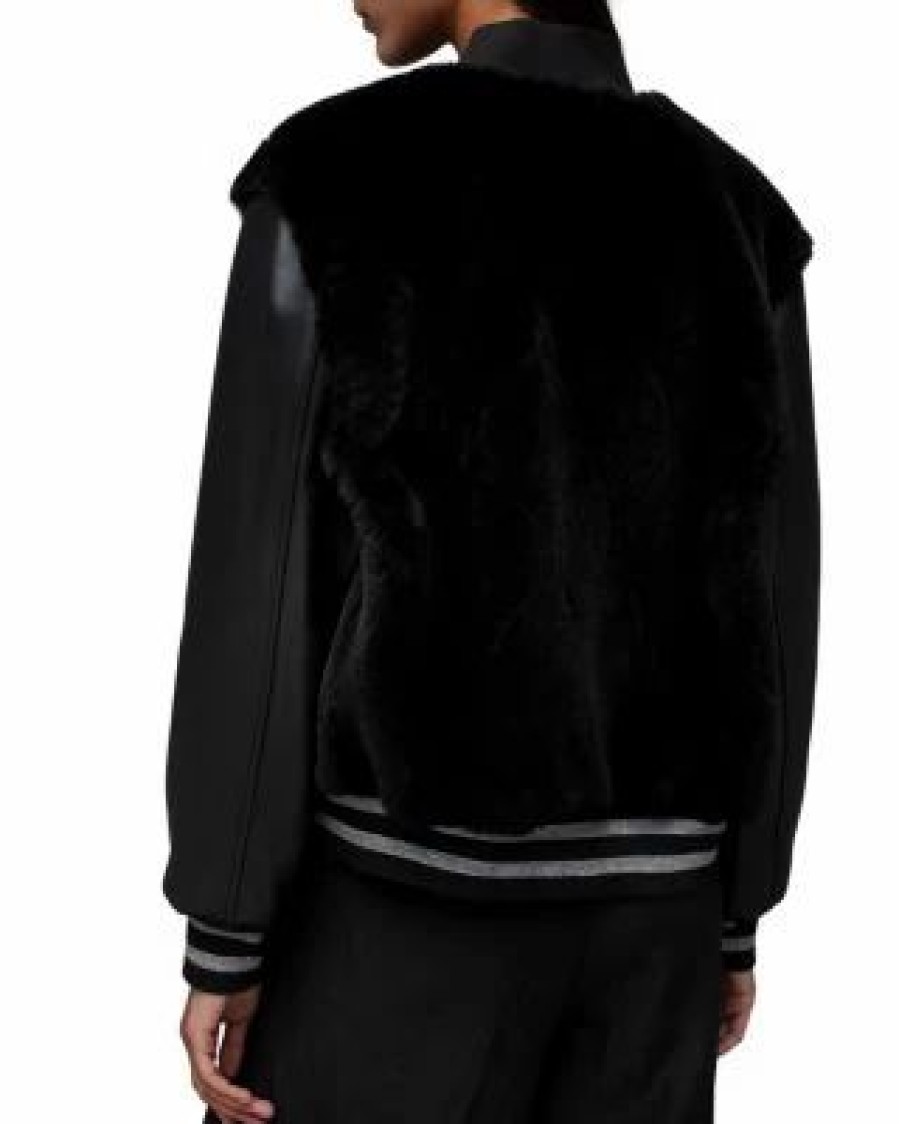 Women * | Margot Leather & Shearling Baseball Jacket Allsaints Black