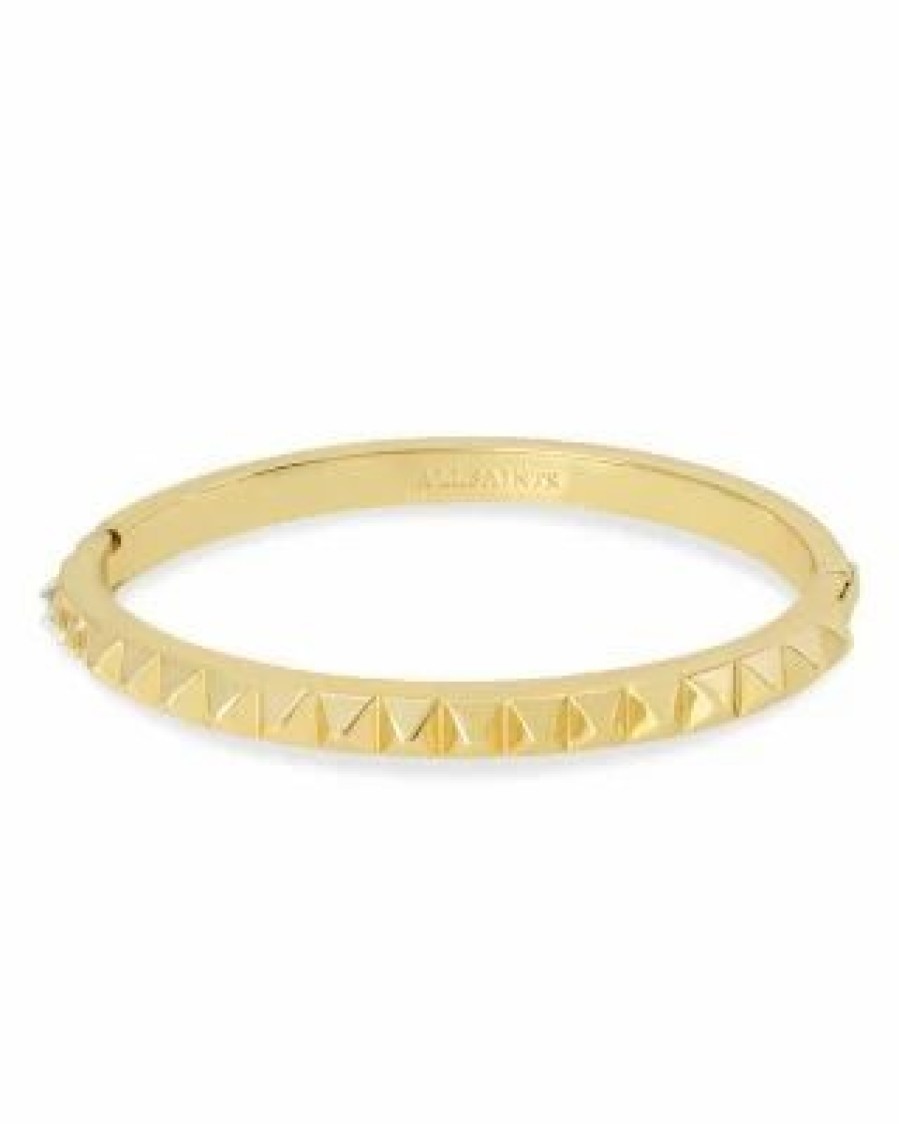 Accessory * | Pyramid Crystal & Studded Bangle Bracelet In Tone Allsaints Gold