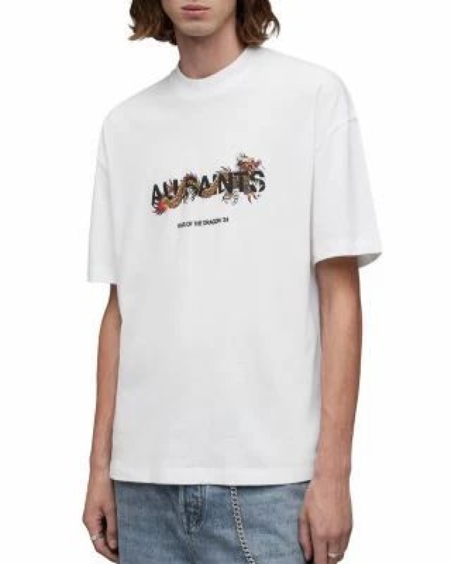 Men * | Chiao Cotton Graphic Tee Allsaints White