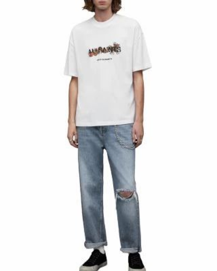 Men * | Chiao Cotton Graphic Tee Allsaints White