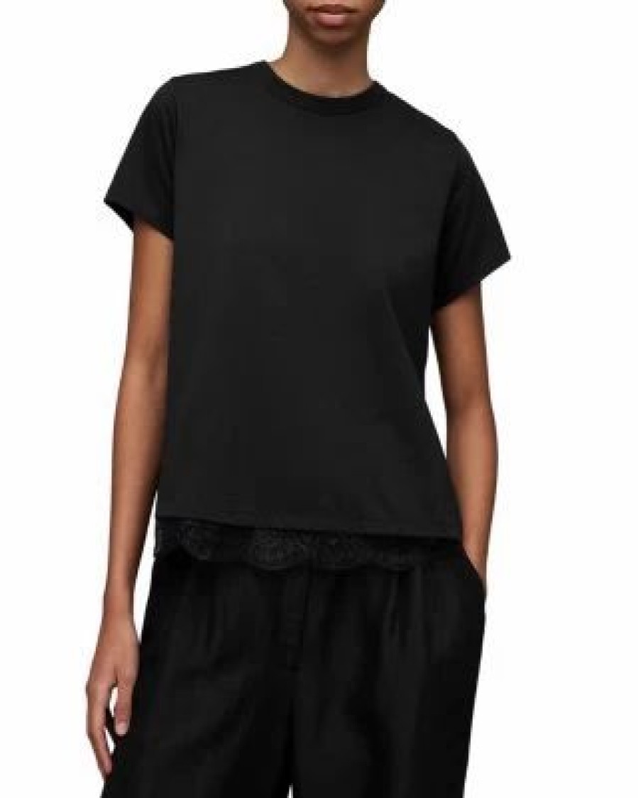 Women * | Lee Lace Back Tee Allsaints Black