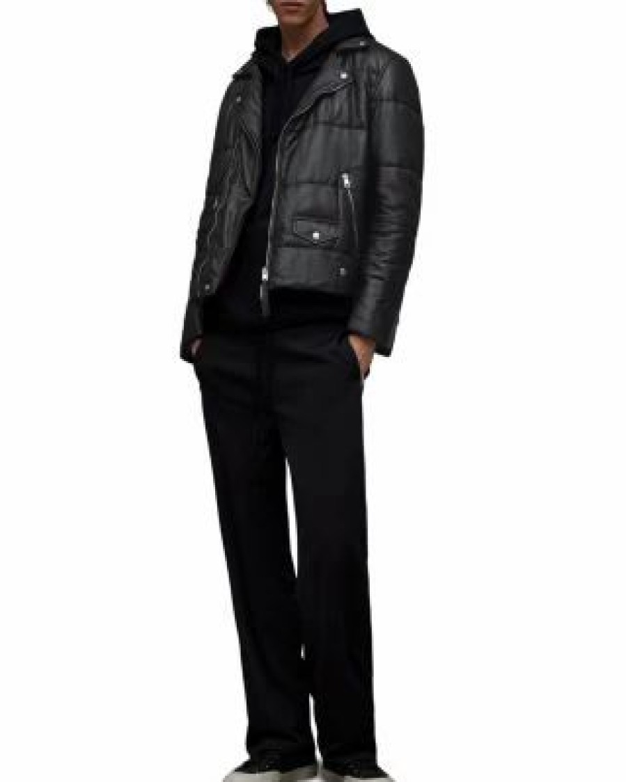 Men * | Ryder Leather Puffer Biker Jacket Allsaints Black