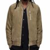 Men * | Kairo Leather Bomber Jacket Allsaints Brown