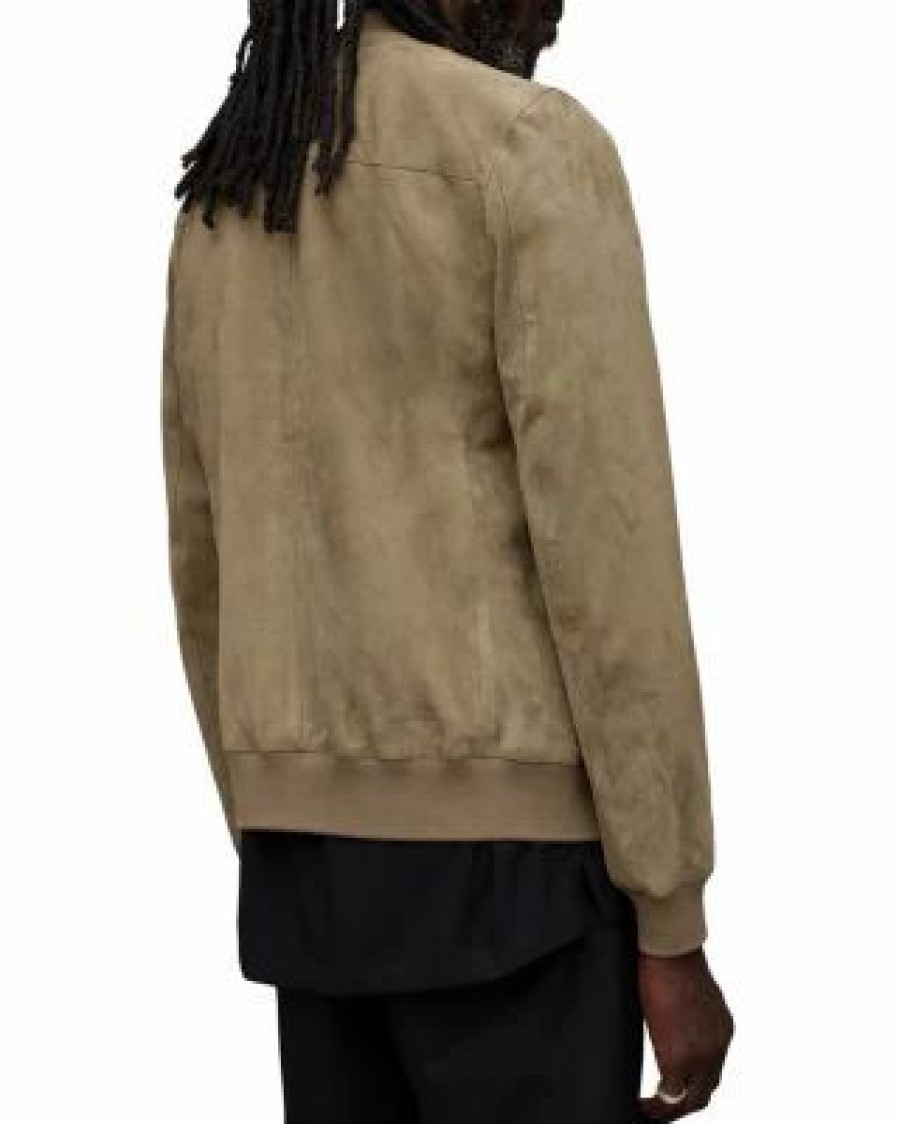 Men * | Kairo Leather Bomber Jacket Allsaints Brown