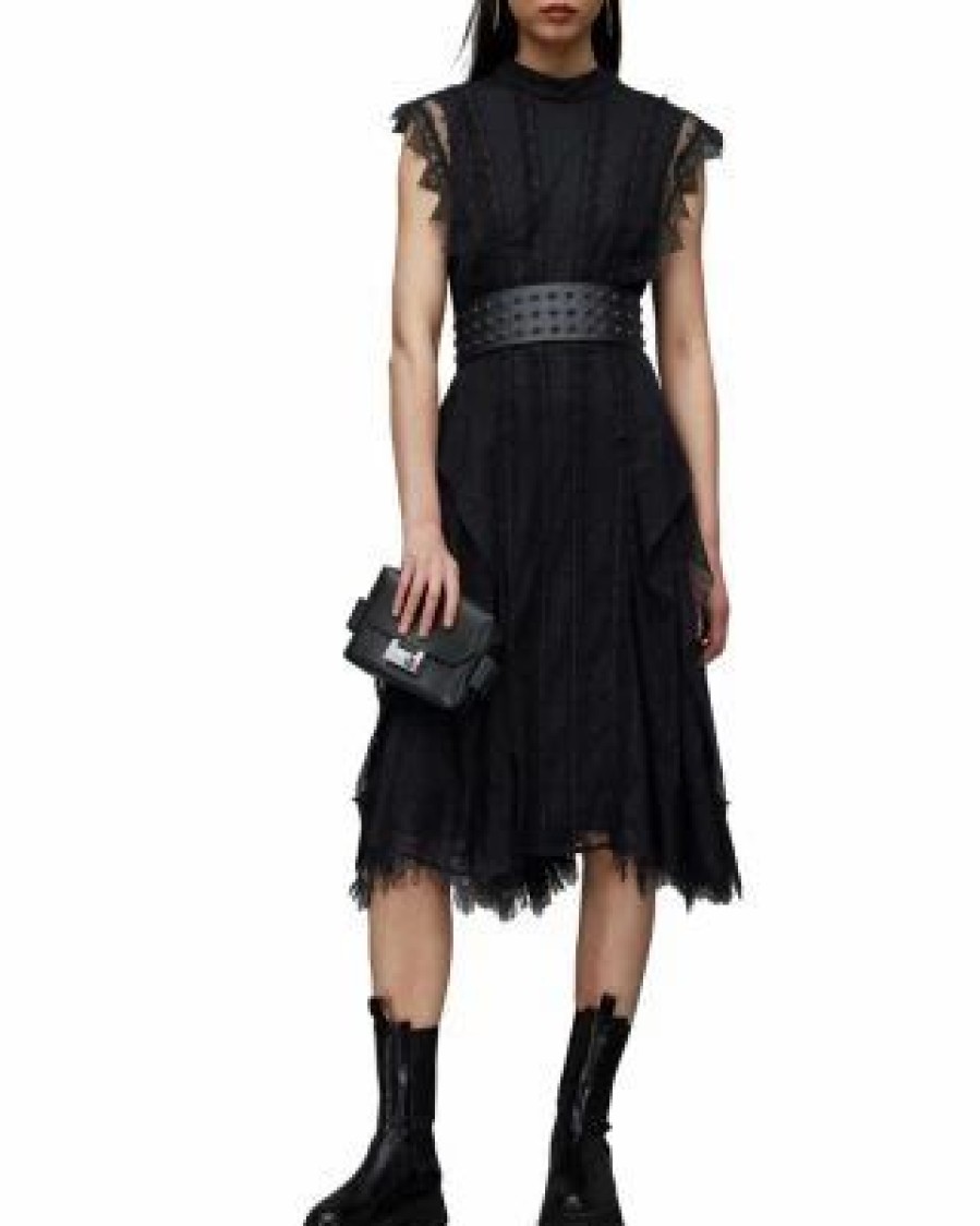 Women * | Freya Lace Dress Allsaints Black