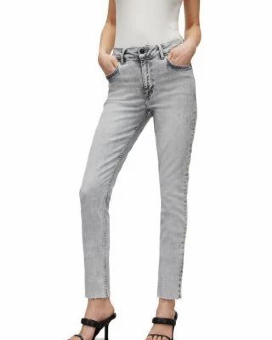 Women * | Dax Skinny Jeans In Snow Grey Allsaints Gray