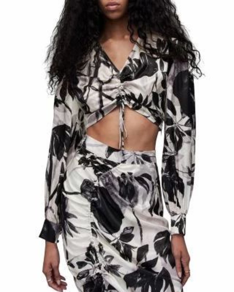 Women * | Carlie Jackie Floral Cropped Blouse Allsaints White