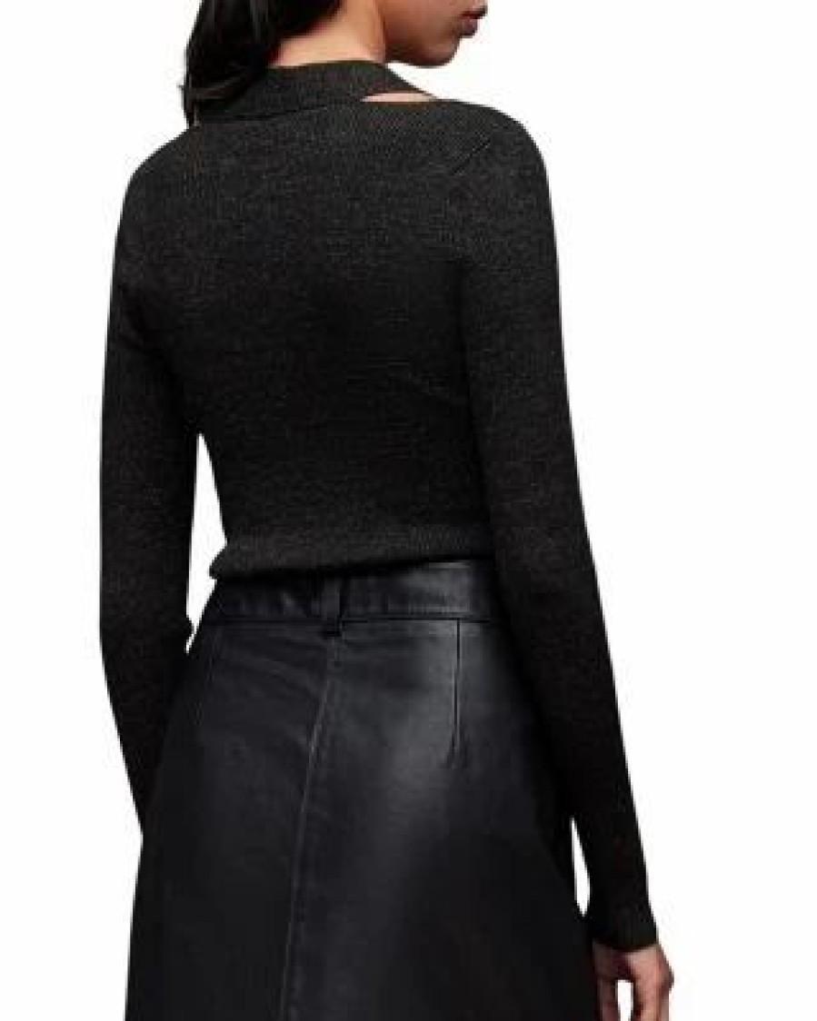 Women * | Chara Metallic Sweater Allsaints Black