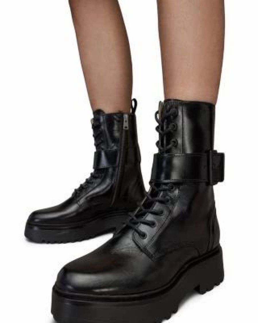 Shoes * | Women'S Onyx Lace Up Buckled Boots Allsaints Black