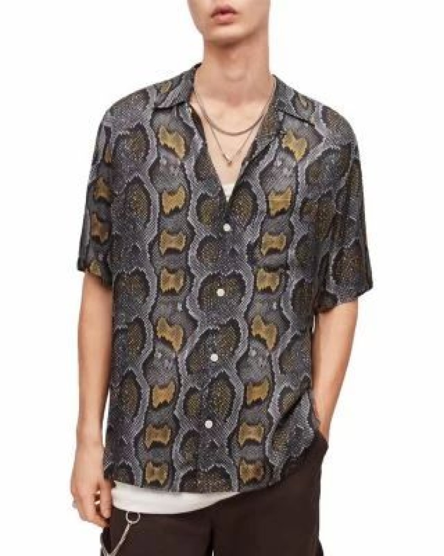 Men * | Copperhead Print Short Sleeve Camp Shirt Allsaints Multi