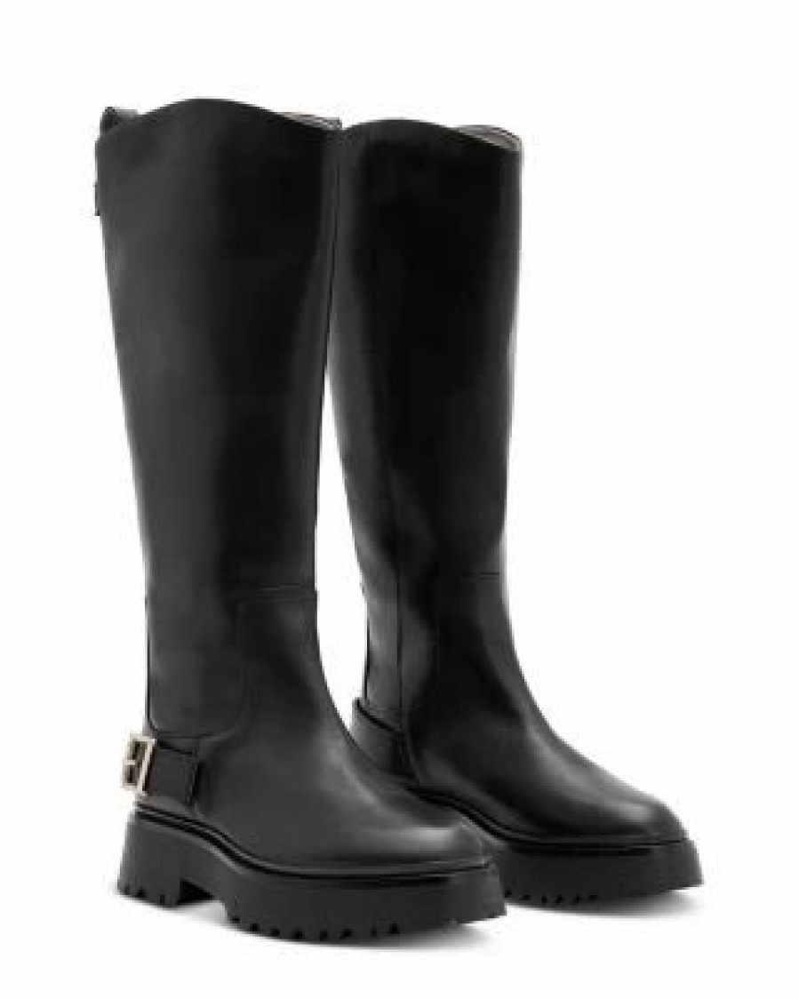 Shoes * | Women'S Opal Pull On Riding Boots Allsaints Black